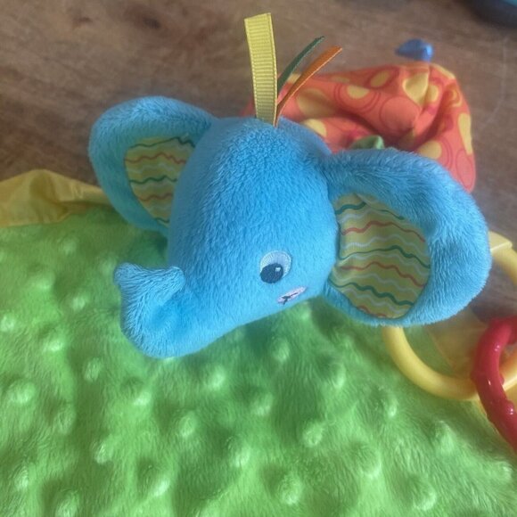 EARLY YEARS ELEPHANT Minky Dot Satin Rattle SECURITY BLANKET LOVEY crinkle hang - Picture 3 of 6